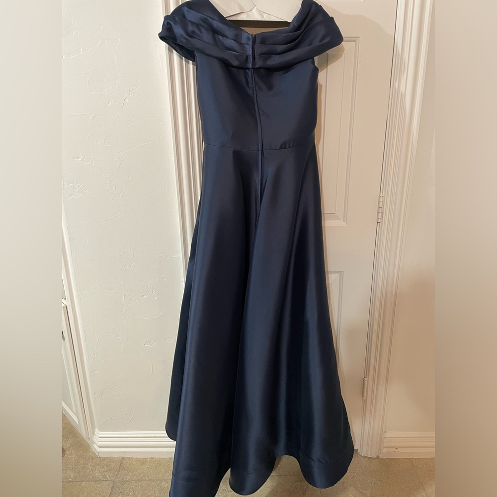 La Femme Asymmetrical Neckline Evening Dress - Picture 4 of 6